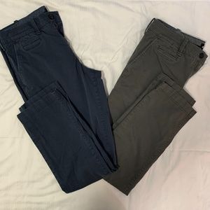 Men’s Express slim fit chinos. Gray and navy blue.